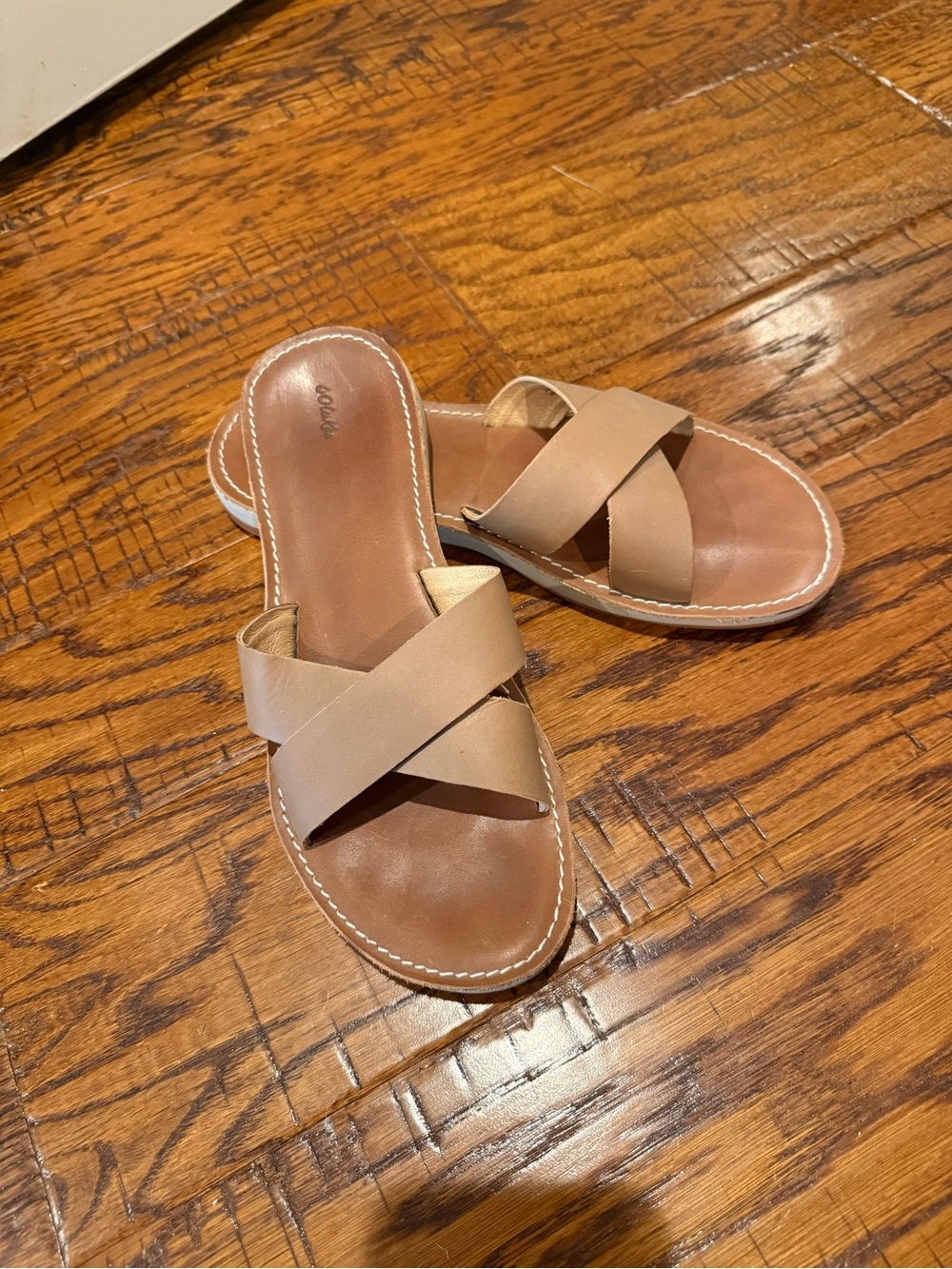 OluKai Crossover Slide Sandals - Beige/Tan